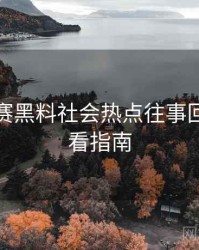 每日大赛黑料社会热点往事回顾，必看指南