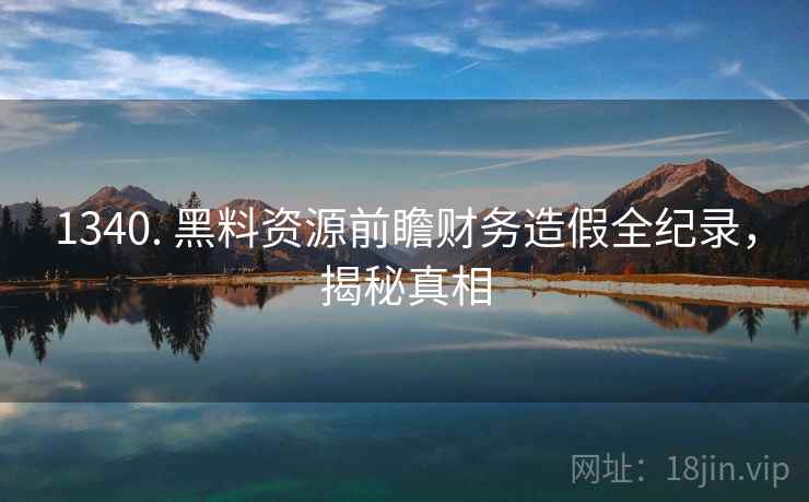 1340. 黑料资源前瞻财务造假全纪录，揭秘真相